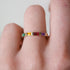 Semi Precious Baguette Half Eternity Band in Yellow Gold