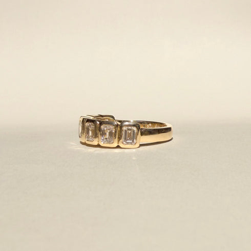 Bezel Set Emerald Cut Diamonds Half Eternity Band