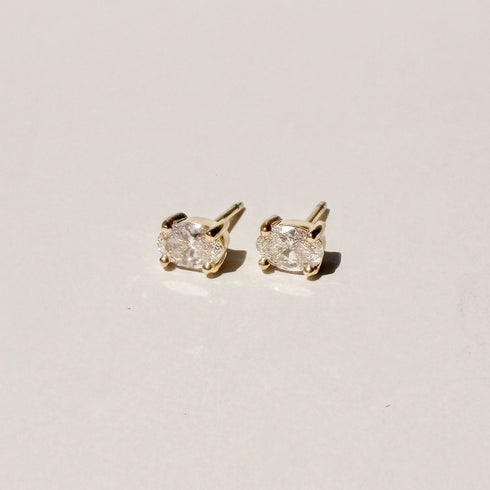 Four Claw Oval Lab Grown Diamond Stud Earrings