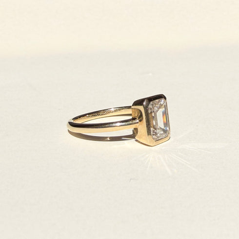 Bezel Set Emerald Cut Lab Grown Diamond Ring