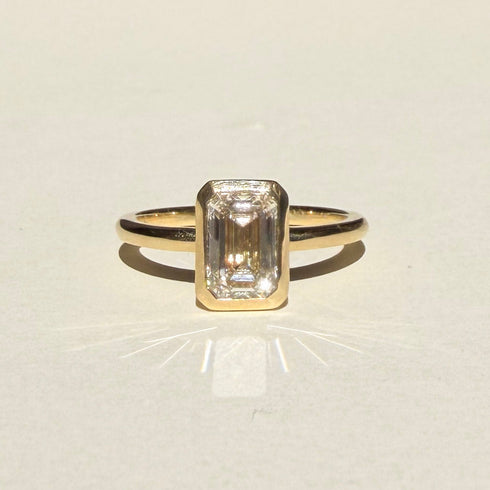 Bezel Set Emerald Cut Lab Grown Diamond Ring