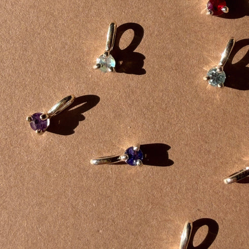 Three Claw Mini Sapphire Pendant Charm in Silver