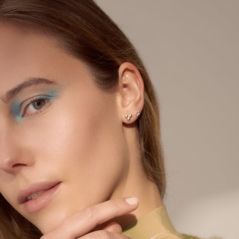 The Tres Stud Earrings in Silver