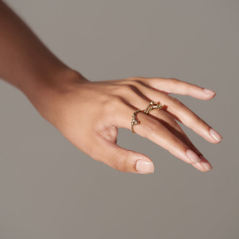 The Tres Charm Ring in Yellow Gold
