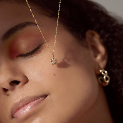 The Quinque Pendant Charm with Citrine in Yellow Gold