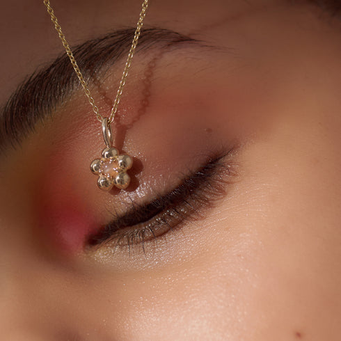 The Quinque Pendant Charm with Jade in Yellow Gold