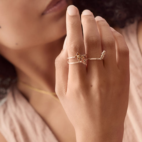 The Nexus Ring with Chalcedony in Yellow Gold