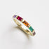 Semi Precious Baguette Half Eternity Band in Yellow Gold
