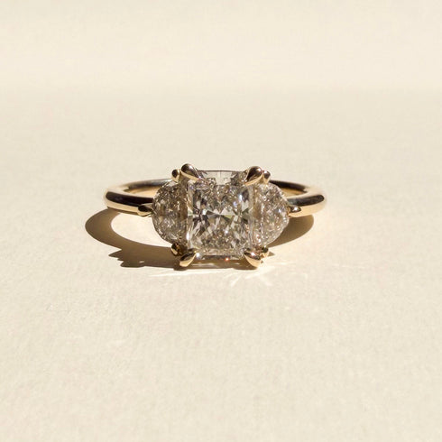 Radiant and Half Moon Lab Grown Diamonds Trilogy Ring