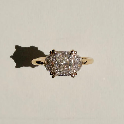 Radiant and Half Moon Lab Grown Diamonds Trilogy Ring