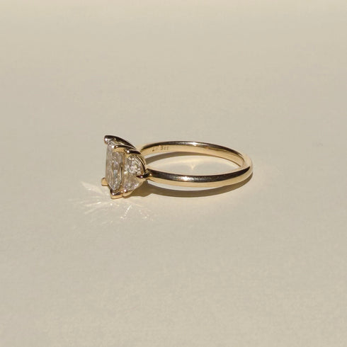 Oval and Half Moon Lab Grown Diamonds Trilogy Ring