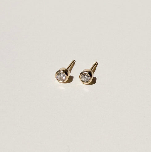 Bezel Set Round Lab Grown Diamond Earrings