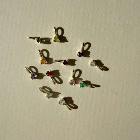 Three Claw Mini Diamond Pendant Charm in Silver