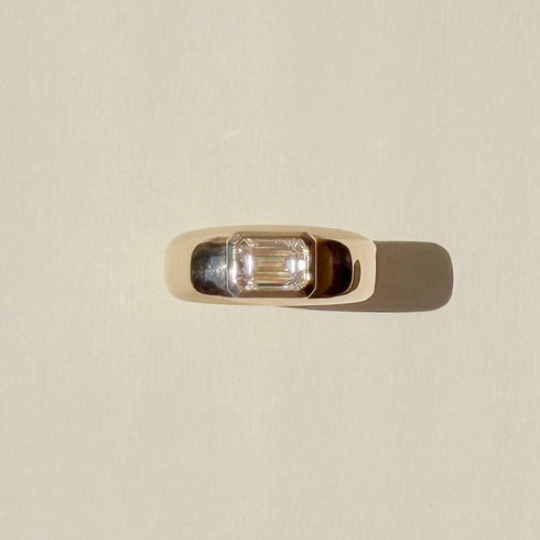 Emerald Cut Lab Grown Diamond Sculpted Band Ring