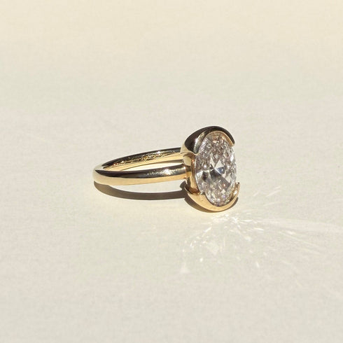 Partial Bezel Oval Lab Grown Diamond Ring
