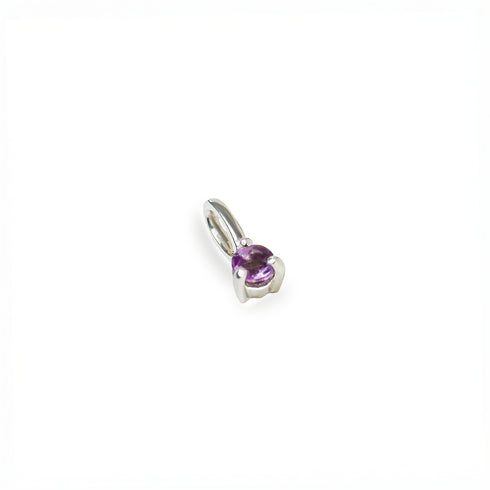 Three Claw Mini Amethyst Pendant Charm in Silver