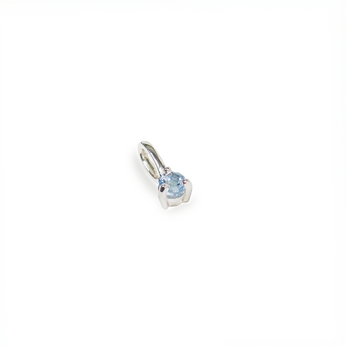 Three Claw Mini Aquamarine Pendant Charm in Silver