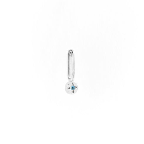 Aquamarine Dot Pendant Charm in Silver