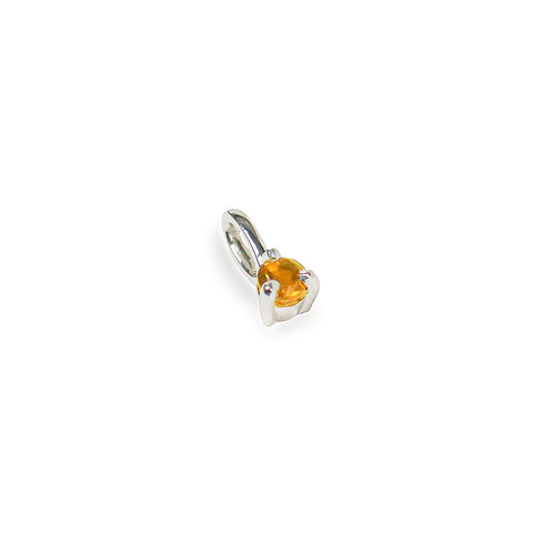 Three Claw Mini Citrine Pendant Charm in Silver