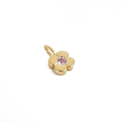 The Clover Charm in Yellow Gold ~ with Amethyst