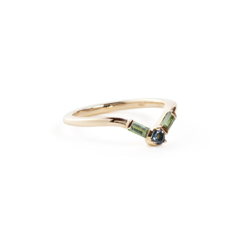 The Temple Ring with Topaz and Tourmaline in Yellow Gold