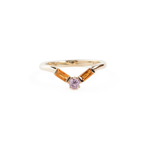 The Temple Ring with Amethyst and Citrine in Yellow Gold