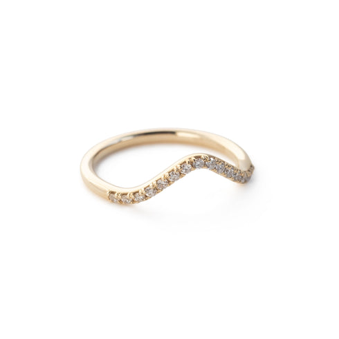 Gentle Diamond Wishbone Ring in Yellow Gold