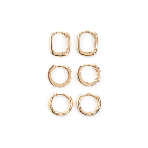 Round - Square Profile - Hinged Sleepers in Yellow Gold