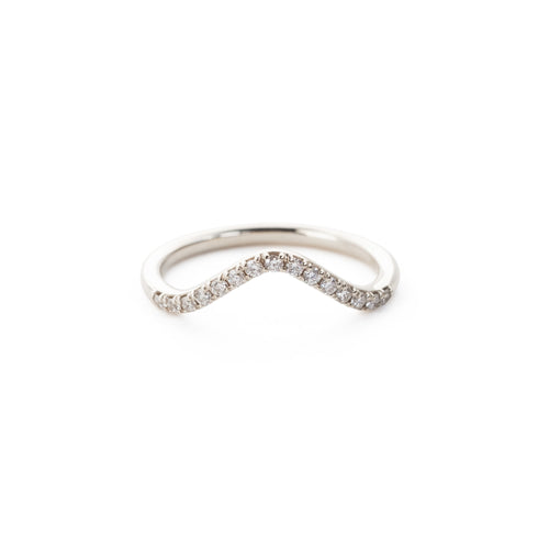 Gentle Diamond Wishbone Ring in White Gold