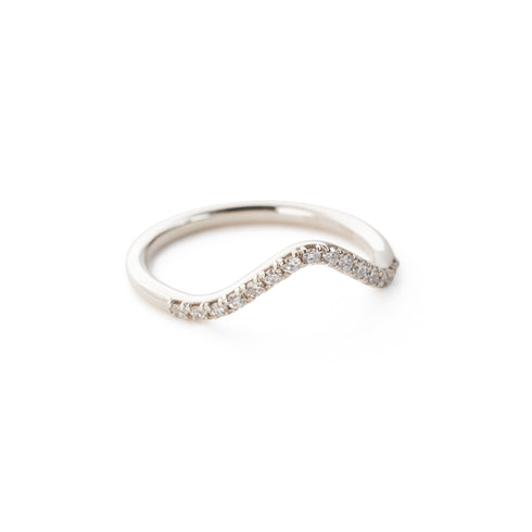 Gentle Diamond Wishbone Ring in White Gold