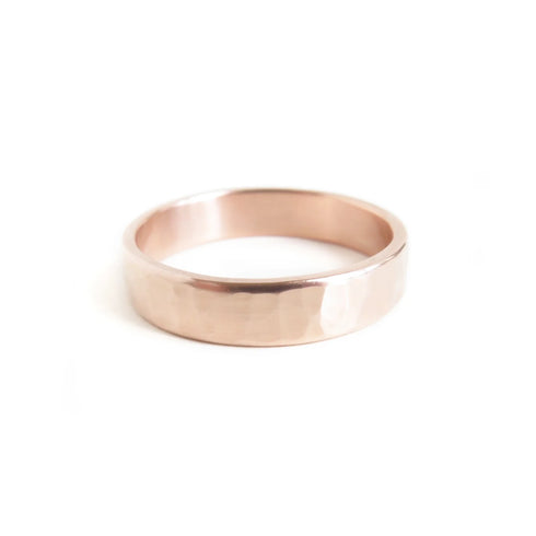 Men's Hammered Band in Rose Gold