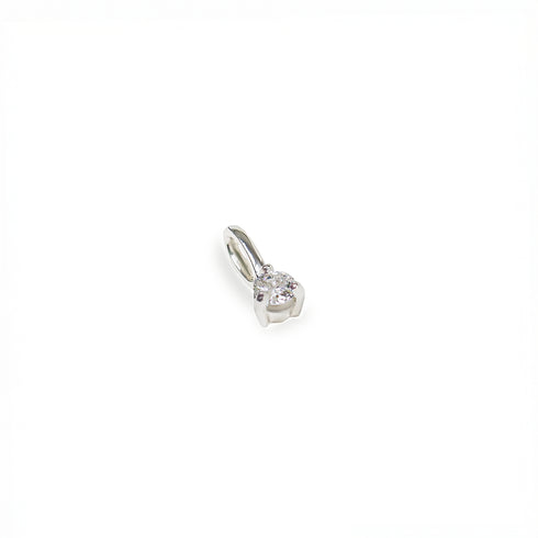 Three Claw Mini Diamond Pendant Charm in Silver