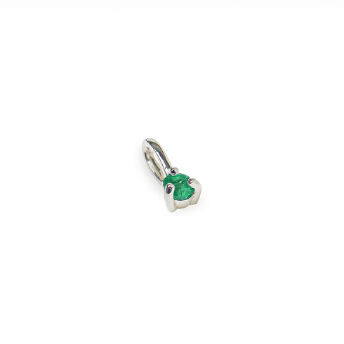 Three Claw Mini Emerald Pendant Charm in Silver