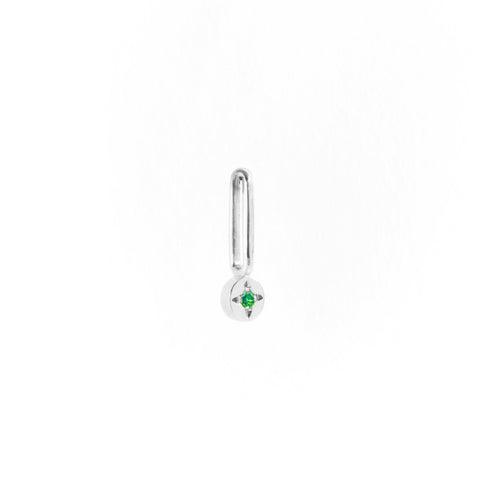 Emerald Dot Pendant Charm in Silver