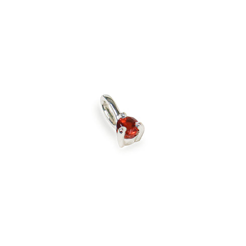 Three Claw Mini Garnet Pendant Charm in Silver