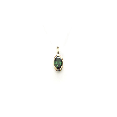 Partial Bezel Set Oval Tourmaline Pendant Chain in Yellow Gold