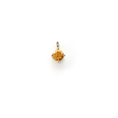 Four Claw Round Citrine Pendant Charm in Yellow Gold