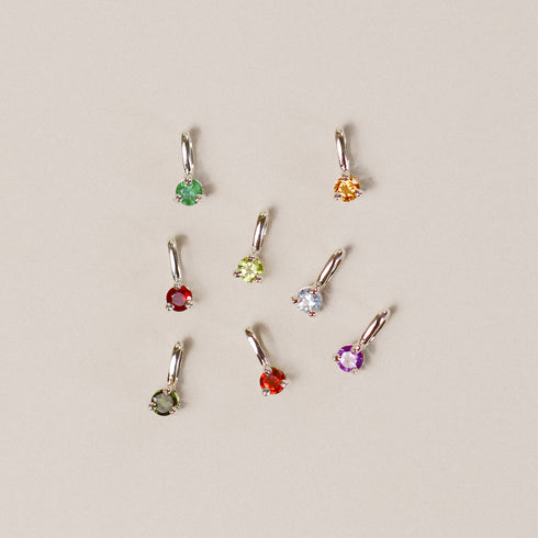 Three Claw Mini Ruby Pendant Charm in Silver
