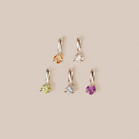 Three Claw Mini Diamond Pendant Charm in Silver