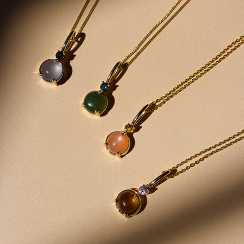 The Portal Pendant with Jade in Yellow Gold