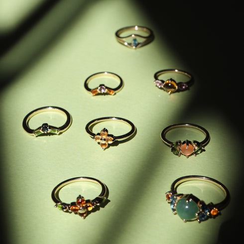 The Nexus Ring with Moonstone in Yellow Gold