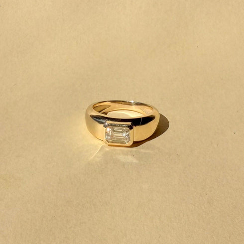 Emerald Cut Lab Grown Diamond Sculpted Band Ring