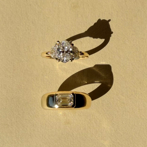 Oval and Half Moon Lab Grown Diamonds Trilogy Ring