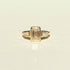 Bezel Set Emerald Lab Grown Diamond Trilogy Ring