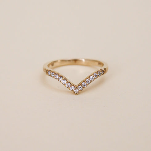 Diamond Wishbone Ring in Yellow Gold