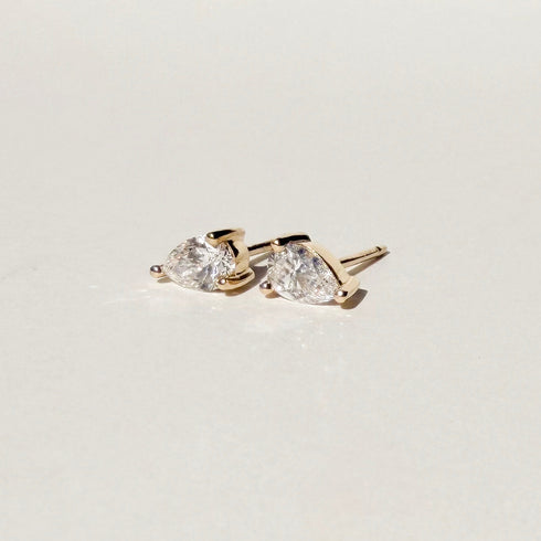 Three Claw Pear Shaped Lab Grown Diamond Stud Earrings