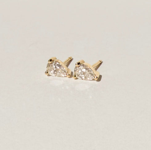 Three Claw Pear Shaped Lab Grown Diamond Stud Earrings