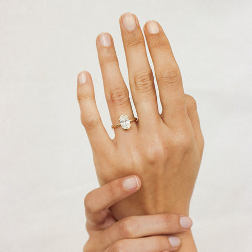 Partial Bezel Oval Lab Grown Diamond Ring