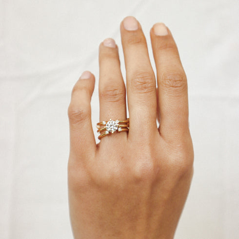 Twisted Four Claw Round Lab Grown Diamond Ring