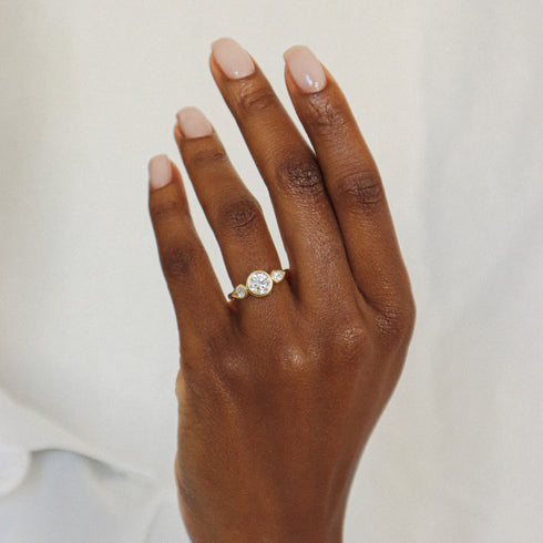 Bezel Set Round Lab Grown Diamond Trilogy Ring